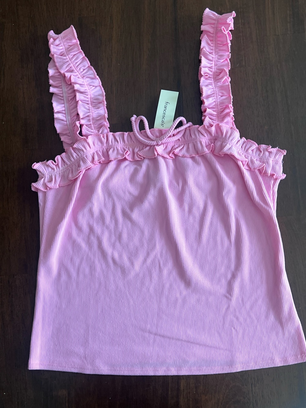 NWT Francesca’s Light Pink Ruffle-Trim Tank
